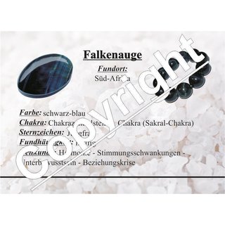 Falkenauge Anhnger flacher Trommelstein ca. 30 x 20 mm in Tropfen Form mit Bohrung ca. 2,5 mm