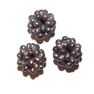 3 Stck Perlenball braun schimmernd Perlenkugel aus echter Swasser Perle je ca. 10 mm 
