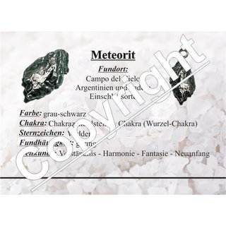 Meteorit Eisenmeteorit Handschmeichler mit Echtheitszertifikat  ca. 15 - 18 mm  ca. 3 - 4 g