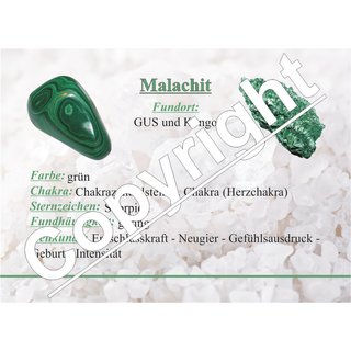 Malachit Anhnger flacher Trommelstein ca. 30 x 25 mm mit Bohrung 2,5 mm