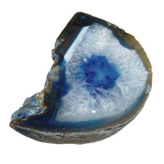 Achat blau Hlfte einer Geode Gre L: ca. 75 - 90 mm aufgeschnitten, poliert blau coloriert