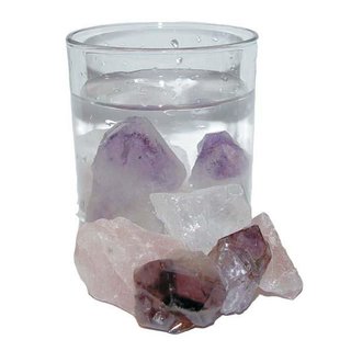 BASIS ROHSTEIN Wellness - Set Wassersteine  Edelsteinwasser Rohsteine: Amethyst Bergkristall und Rosenquarz
