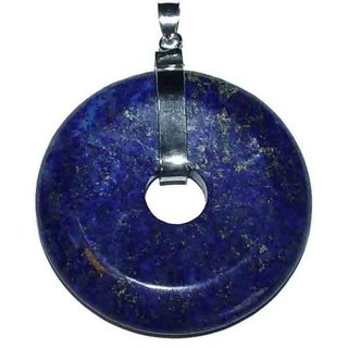 Lapislazuli 45 mm  Donut Anhnger rund mit silberfarbigerm Clip