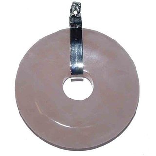 Rosenquarz 45 mm Ø Donut Anhänger rund mit silberfarbenem Clip