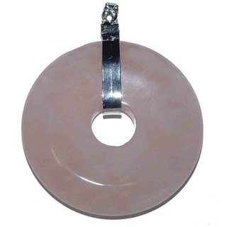 Rosenquarz 45 mm  Donut Anhnger rund mit silberfarbenem Clip