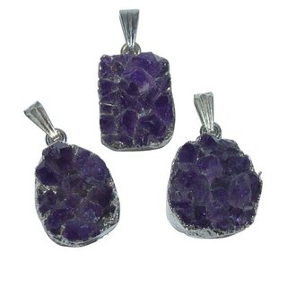Amethyst Anhnger kleines Drusensegment in silberner Einfassung