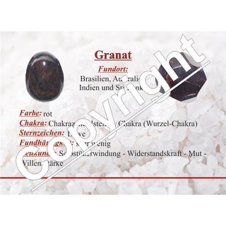 Widder Sternzeichen Karte 21.03 - 20.04  Glcksstein Granat gebohrt