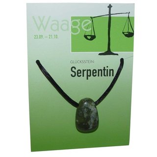 Waage Sternzeichen Karte  24.09. - 23.10. Glcksstein Serpentin gebohrt