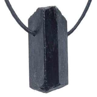 Turmalin Schörl schwarz Natur Doppelender gebohrt als Anhänger ca. 25 x 15 mm