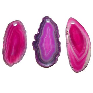 Achatscheibe Anh. in PINK mit schwarzem Textilband ca.40x20mm