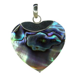 Paua Shell Herz Anhnger grn - blau - lila Perlmutt Schimmer mit 925er Silber