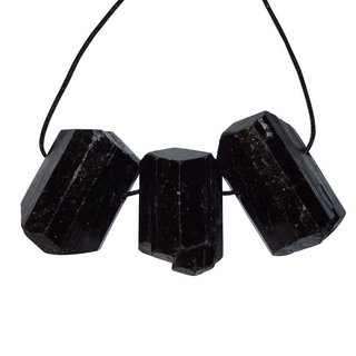 Turmalin Schörl schwarz Natur Doppelender gebohrt als Anhänger ca.28 - 35 mm