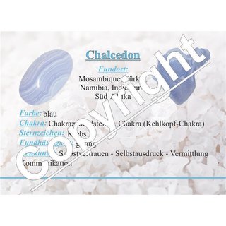 Chalcedon Anhänger flacher Trommelstein ca. 30 x 20 mm in Tropfen Form mit Bohrung: ca. 2,5 mm