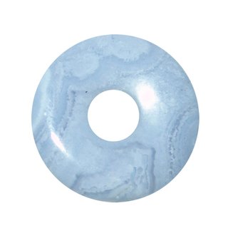 Chalcedon 30 mm  Donut Anhnger rund schne hellblau Farbe mit Maserung