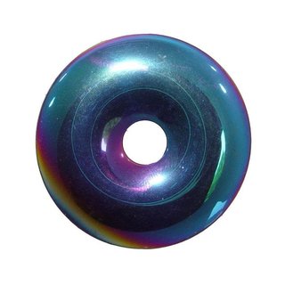Hämatit Ø 35 mm Donut Anhänger mit Titanium bedampft, schöne Regenbogen Farben