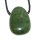 Nephrit / Jade Anhänger flacher Trommelstein ca. 30 x 20 mm in Tropfen Form mit Bohrung: ca. 2,5 mm