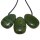 Nephrit / Jade Anhänger flacher Trommelstein ca. 30 x 20 mm in Tropfen Form mit Bohrung: ca. 2,5 mm