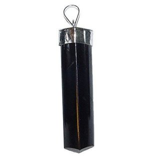 Turmalin schwarz Schrl XL polierte Spitze als Anhnger mit  Silber farbener Kappe ca. 45 mm