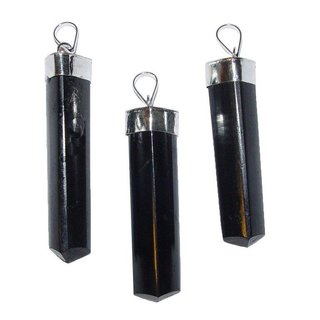 Turmalin schwarz Schrl XL polierte Spitze als Anhnger mit  Silber farbener Kappe ca. 45 mm