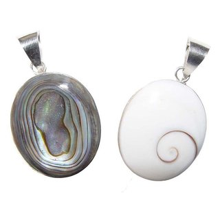 Operculum (Shiva - Auge) mit Paua Shell Muschel 925er Silber Anhnger oval ca. 20 x 25 mm