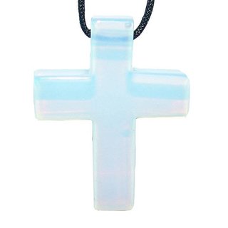 Opalith (Glas,syntetisch) Kreuz Anhnger Edelsteinkreuz ca. 45x34x8 mm Bohrung 2,5 mm