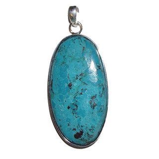 Chrysokoll XL Anhnger in 925er Silber ca. 40 x 25 mm plus se ca. 10 mm
