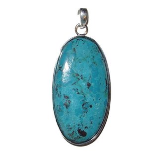 Chrysokoll Anhnger in 925er Silber eingefasst Gre: ca. 32-35 x 22-22 mm