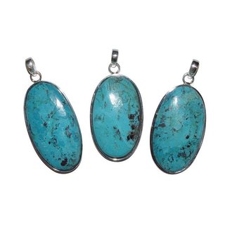Chrysokoll Anhnger in 925er Silber eingefasst Gre: ca. 32-35 x 22-22 mm