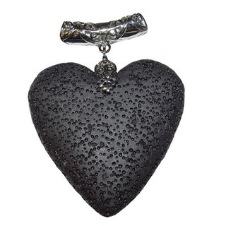 Lava Herz XL Anhnger mit silberfarbenem Clip ca. 50 mm plus Tunnel se