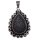 Lava Anhänger oval mit silberfarbenem Metall eingefasst Größe: ca. 42x32 mm