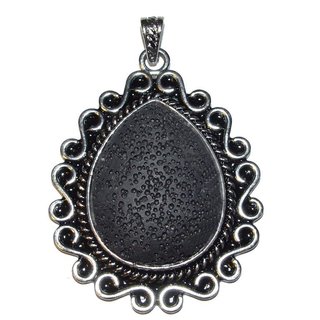 Lava XL Anhnger oval mit silberfarbenem Metall eingefasst Gre: ca. 60x48 mm