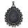 Lava XL Anhänger oval mit silberfarbenem Metall eingefasst Größe: ca. 60x48 mm