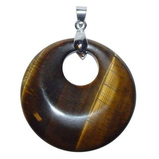 Tigerauge Anhnger rund mit silberfarbenem Clip 40 mm 