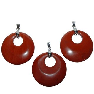 Jaspis rot Anhnger rund mit silberfarbenem Clip 40 mm 