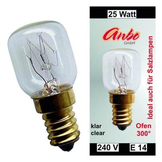 Glhbirne E14-25 Watt Spezial-Leuchtmittel fr Salzlampe und Backofen