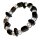 Rauchquarz kombiniert mit Onyx und  Perle Armband auf Stretchband