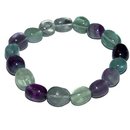 Fluorit Armband grn lila polierte Nuggets auf Stretchband