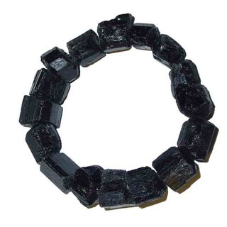 Turmalin schwarz Schörl Armband rohe unbehandelte Natur Steine 12 - 15 mm  auf Stretchband