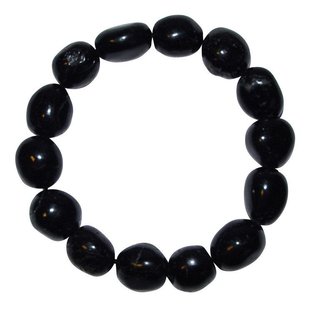 Turmalin schwarz Schrl Armband polierte Trommelsteine ca. 8 - 10  mm auf Stretchband