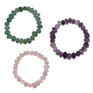 3 Stck Trommelstein Armbnder  : Rosenquarz Amethyst und Aventurin