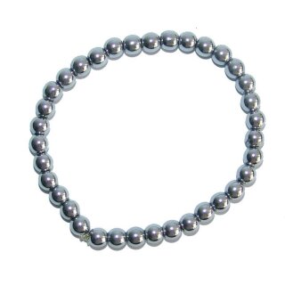 Hämatit mit Silber Legierung Kugel Armband Ø 6 mm ca. 19 cm