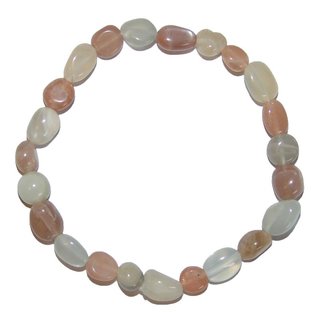 Mondstein natur dunkel und hell Trommelstein Armband auf Stretchband