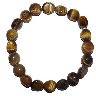 Tigerauge braun Armband kleine polierte Nuggets auf Stretchband