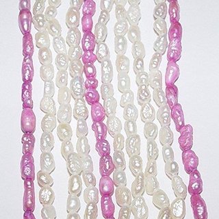 10 Stück Biwa natur gewachsene Süßwasser Perlen Ketten = 1 Collier je einzelne Kette ca. 90 cm