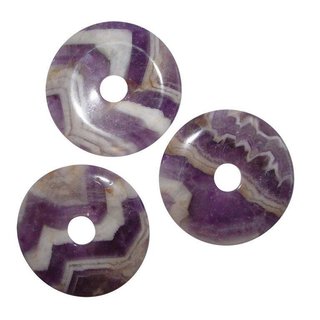 Amethyst 40 mm  Donut Anhnger rund gebnderter Chevron Amethyst