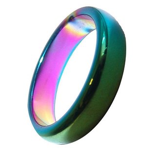 Hämatit Regenbogen Ring 6 mm breit, schöne schimmernde Farben verschiedene Größen