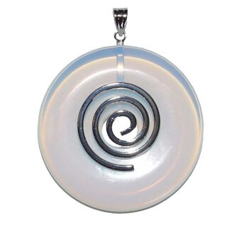 Opalith (Glas synthetisch) Donut Anhänger rund ca. 50 mm Ø mit silberfarbener Spirale