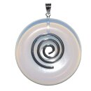 Opalith (Glas synthetisch) Donut Anhänger rund ca. 50 mm Ø mit silberfarbener Spirale