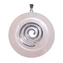 Rosenquarz Ø ca. 50 mm Donut Anhänger rund schöne rosa Farbe mit silberfarbener Spirale