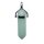 Neue Jade Anhänger Spitze Doppelender mit silberfarbener Öse ca. 35 mm